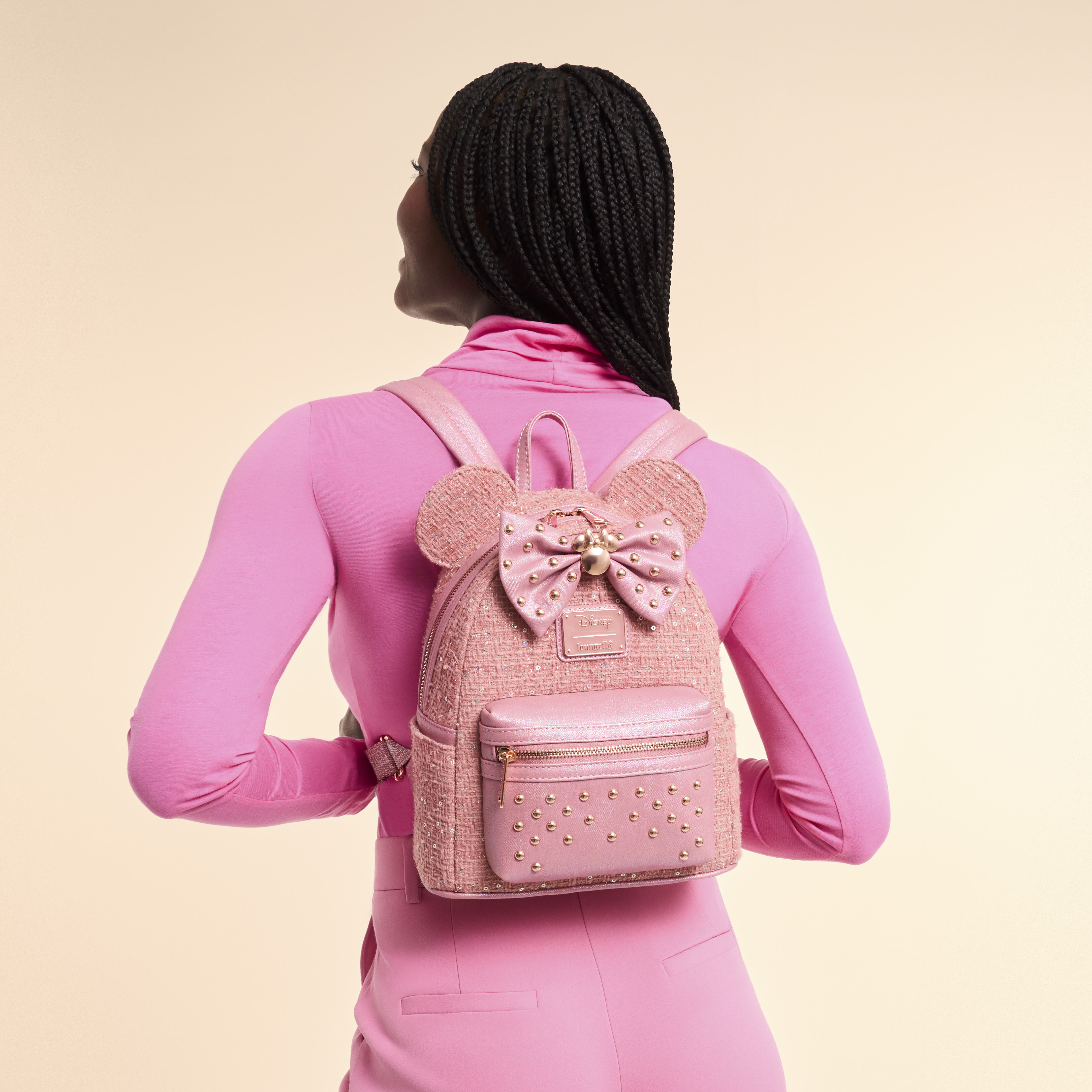 Exclusive Minnie Mouse Glitter Tweed Mini Backpack | Loungefly
